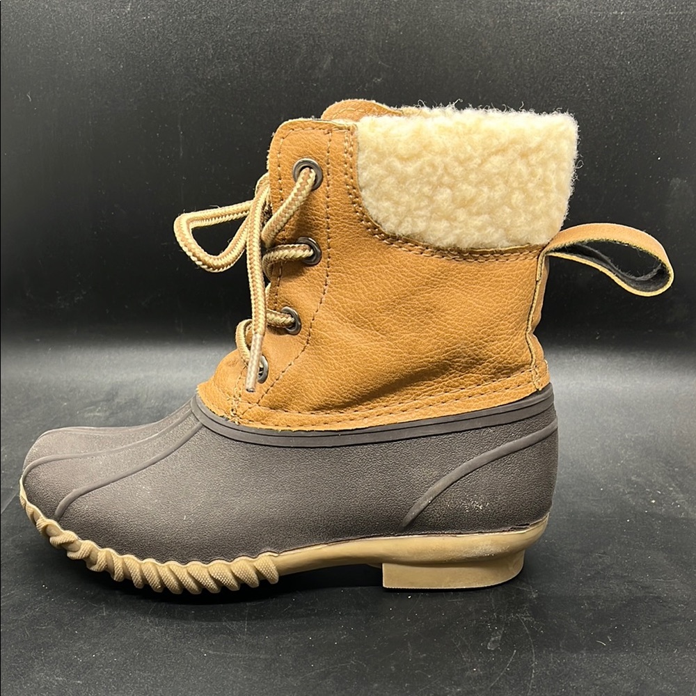 Josmo Shearling-Lined Two-Tone Duck Boot - Tan & Brown Girls Size 12